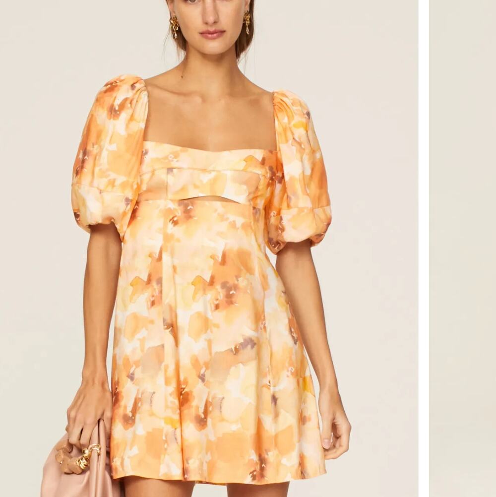 Significant Other Linen Floral Mini Dress SIZE 12 Cottage Backless Designer $322